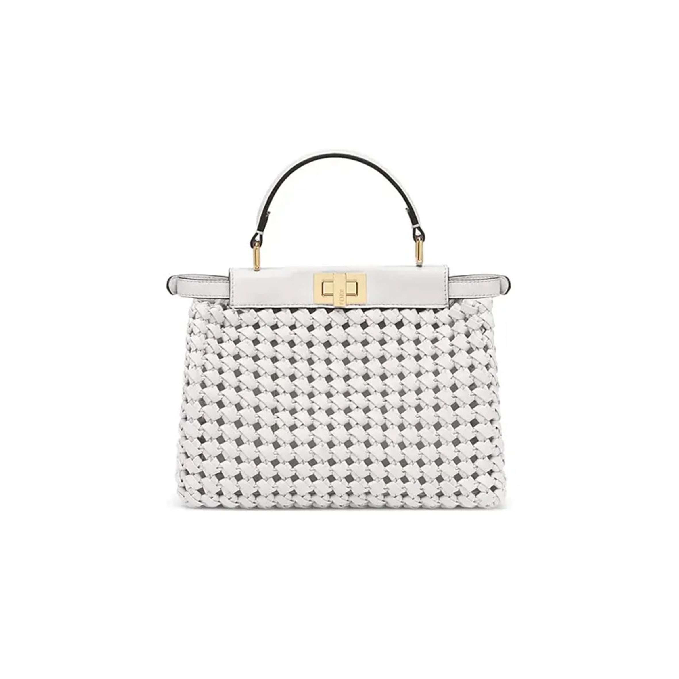 FENDI MINI PEEKABOO ICONIC SATCHEL WHITE 8BN244AD6HF0QVL (23*18*11cm)